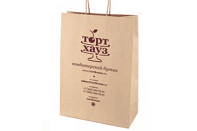 Крафтовые пакеты с крученой ручкой