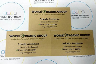 Визитка из дизайнерской бумаги для  World Organic Group