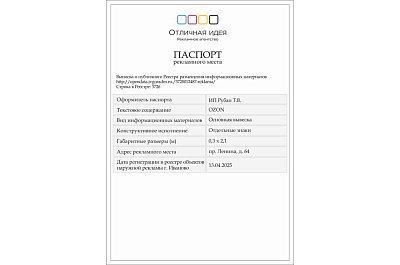 Паспорт рекламного места для OZON