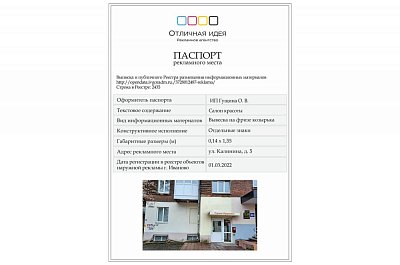 Паспорт рекламного места для салона красоты